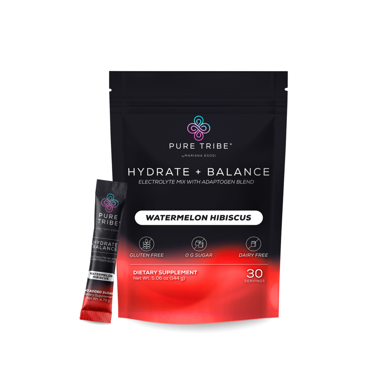 Pure Tribe electrolyte mix with watermelon hibiscus flavor