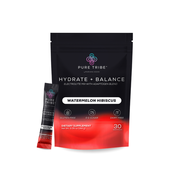 Pure Tribe electrolyte mix with watermelon hibiscus flavor